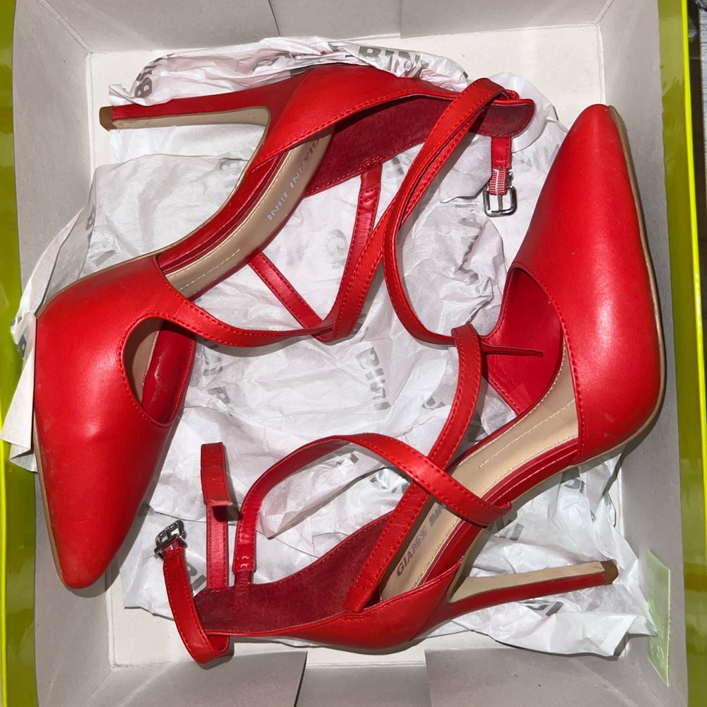 Gianni Bini Red Stiletto Heels with Ankle Straps